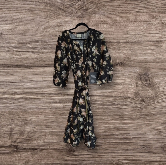 NWT Tuckernuck Maxi Dress Womens Sz M  midnight garden Lyles tiered Belt Pockets - Picture 4 of 6